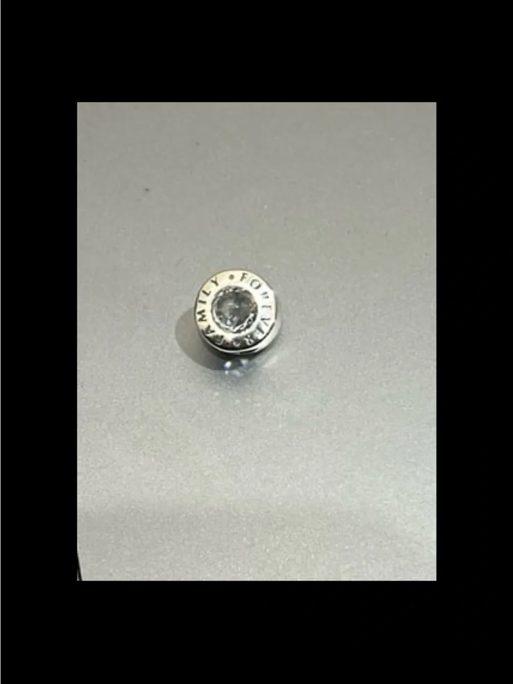 Pandora Silver 'Family Forever' Charm with Clear Stone